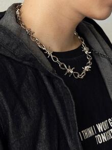 Nam Trang trí nút Dây chuyền Hợp kim kẽm - Bạc - Xem 4