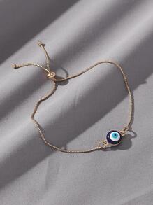 1入組時尚銅邪惡之眼手鏈適合女士日常裝飾 - 金黃色 - 查看 2