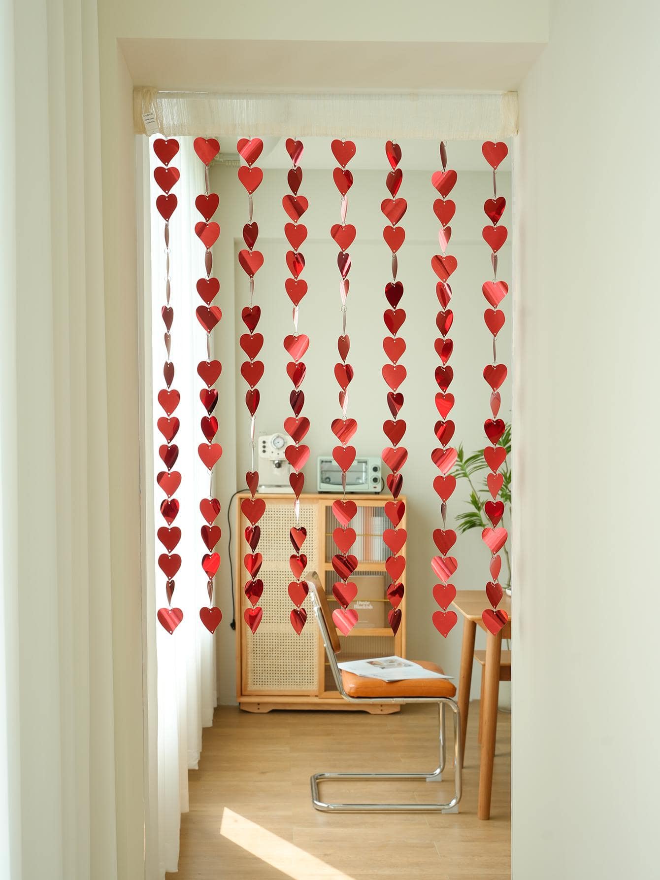 1 set Cortina de puerta en forma de corazón - Rojo - Ver 1