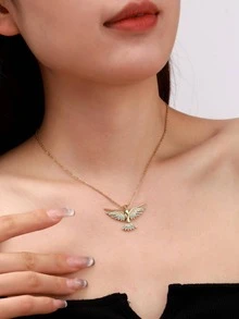 水鑽裝飾鳥吊墜項鏈 - 彩色 - 查看 4