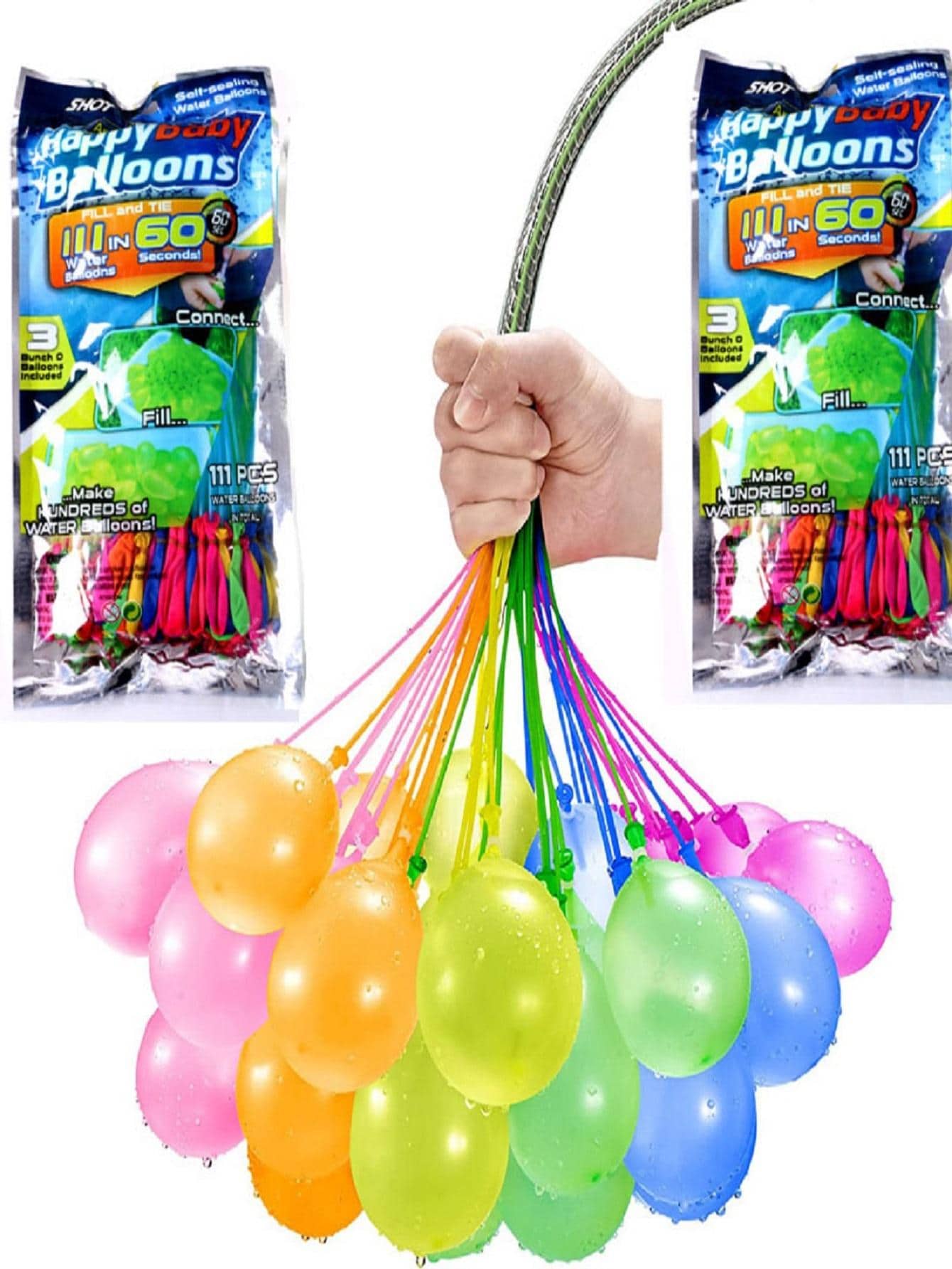 111 piezas 3 racimo agua agua globos con 111 globos fácil rápido chapoteo fiesta - Multicolor - Ver 1