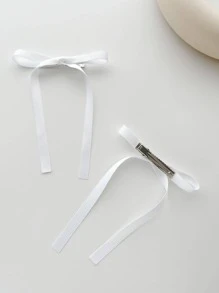 2pcs/1pc Simple Solid Colored Bow Hair Clip For Women Valentine's Day Valentines Claw Clips Hair Claws Hair Barrettes, School Stuff, Elegant, College, Winter Outfit For Women, Bows, Cute