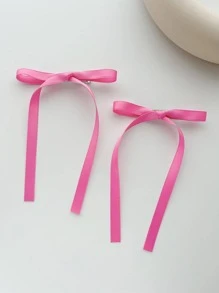 2个装女士母亲节/音乐节/婚礼装饰发夹，简约纯色可爱蝴蝶结发夹，夏季、节日、旅行、头部配饰、派对、生日 - 玫紅色 - 查看 3