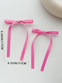 2个装女士母亲节/音乐节/婚礼装饰发夹，简约纯色可爱蝴蝶结发夹，夏季、节日、旅行、头部配饰、派对、生日 - 玫紅色 - 查看 5