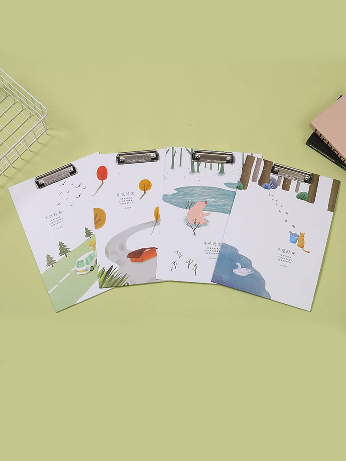 1pc Random Cartoon Cat Pattern Clipboard, Portable Multi-purpose Clipboard For Classroom, Calendar - Multicolor - View 1