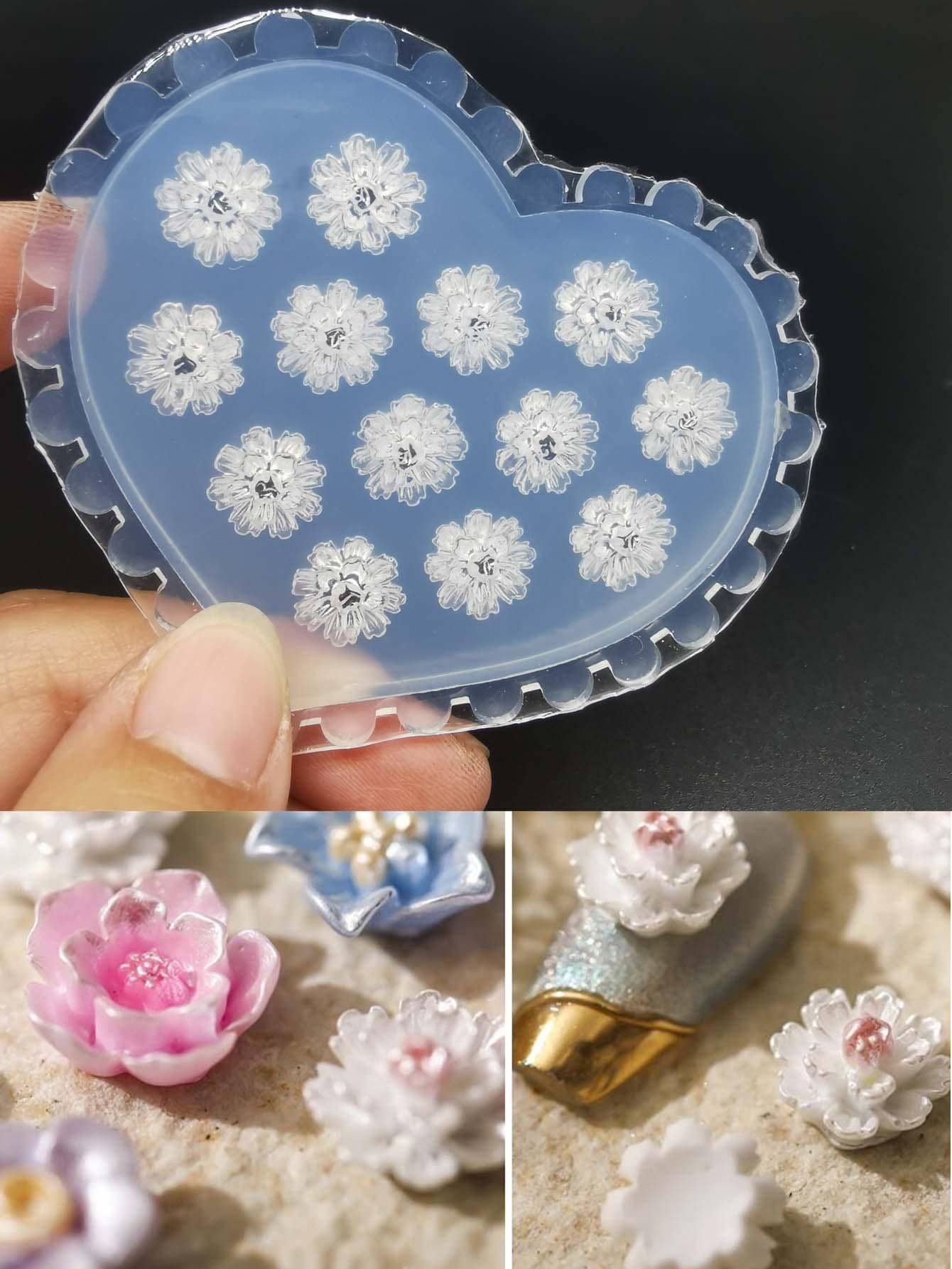 1入組花朵形狀DIY矽膠模具 - 無色 - 查看 1