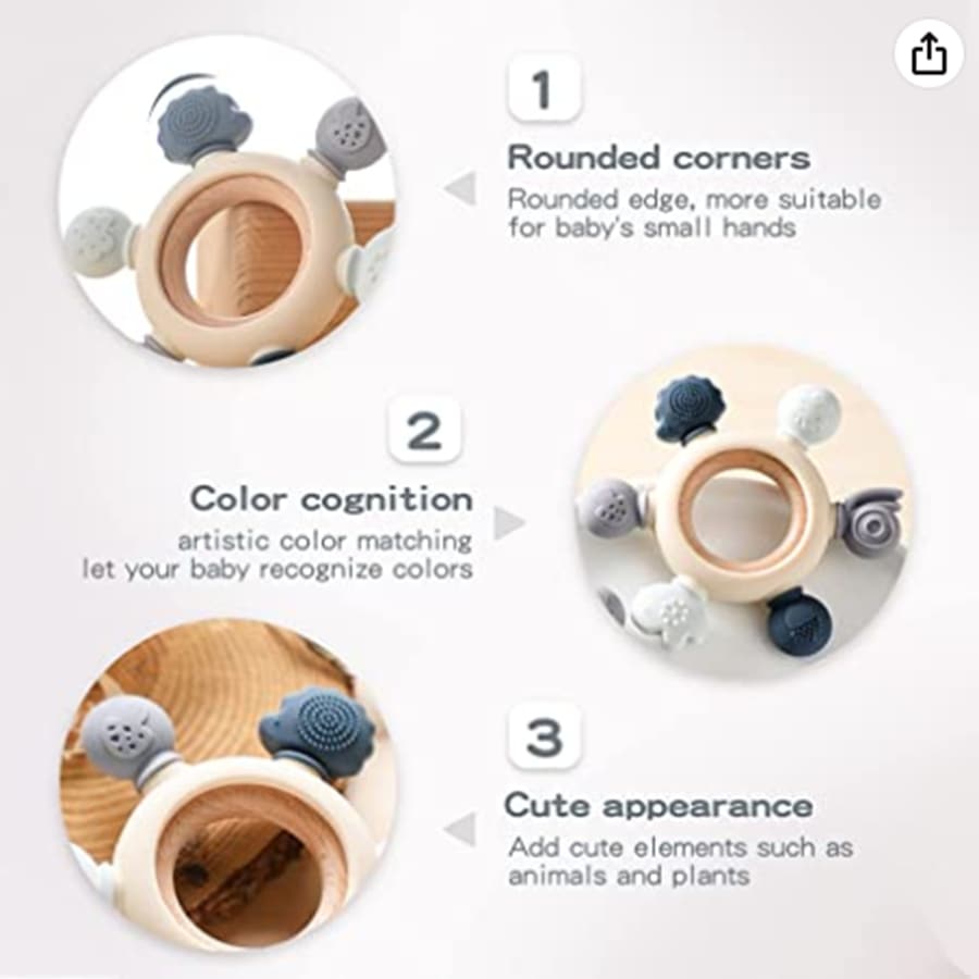 Bopoobo Baby Teething Toys Silicone Teether Toys for Babies 36 Months