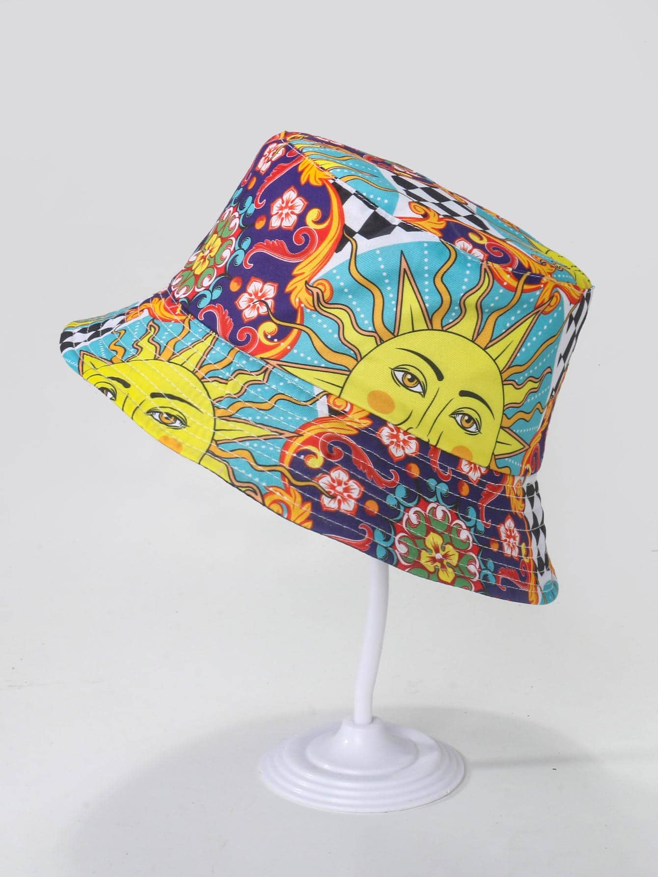 1pc Unisex Vintage Cartoon Hip Hop Bucket Hat, Spring/Summer - Multicolor - View 1