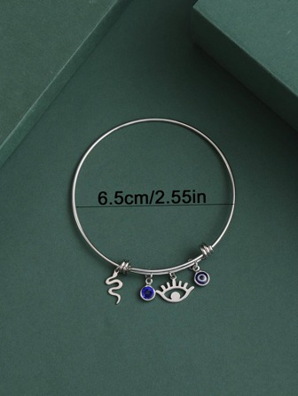 1 Stück Armreif Edelstahl Strass & Auge & Schlange Anhänger, für Frauen für Date Geschenk