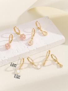 Hihho 8 件/套水滴空心锆石吊坠耳环，女士简约珠宝套装，礼物