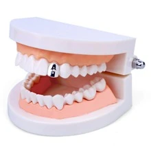 男士1入組方晶鋯石裝飾牙科支架首飾銀色銅時尚朋克打造時尚外觀 - 銀色 - 查看 1