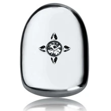 男士1入組方晶鋯石裝飾牙科支架首飾銀色銅時尚朋克打造時尚外觀 - 銀色 - 查看 3