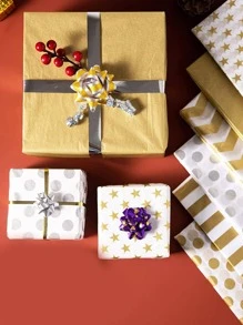 100入組素色禮品包裝紙 - 金色 - 查看 8