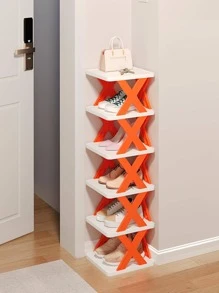 5个/套 橙色 简易鞋架 多层可自由搭配 鞋子收纳神器 网红省空间小架子 - 橘色 - 查看 1