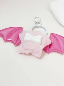 蝙蝠裝飾毛茸茸星形墜飾鑰匙圈 - 彩色 - 查看 3