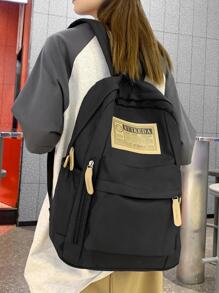 字母貼飾經典背包拉鍊學院
