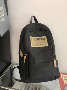 字母貼飾經典背包拉鍊學院