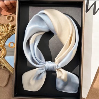 1 pieza Bufanda satinada de moda de dos tonos, turbante de envoltura de cabeza para mujeres - Sombrero de quimioterapia suave, pañuelo para la cabeza, gorro de hijab y de bandana, diadema para el cabello y banda para la cabeza, ideal para vestir tu look