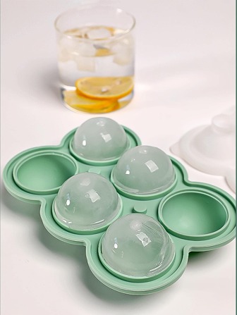 1个硅胶六格冰球模具，适用于制作威士忌冰块、珍珠奶茶、饮料，耐热，易脱模，可重复使用，一次可制作6个冰球