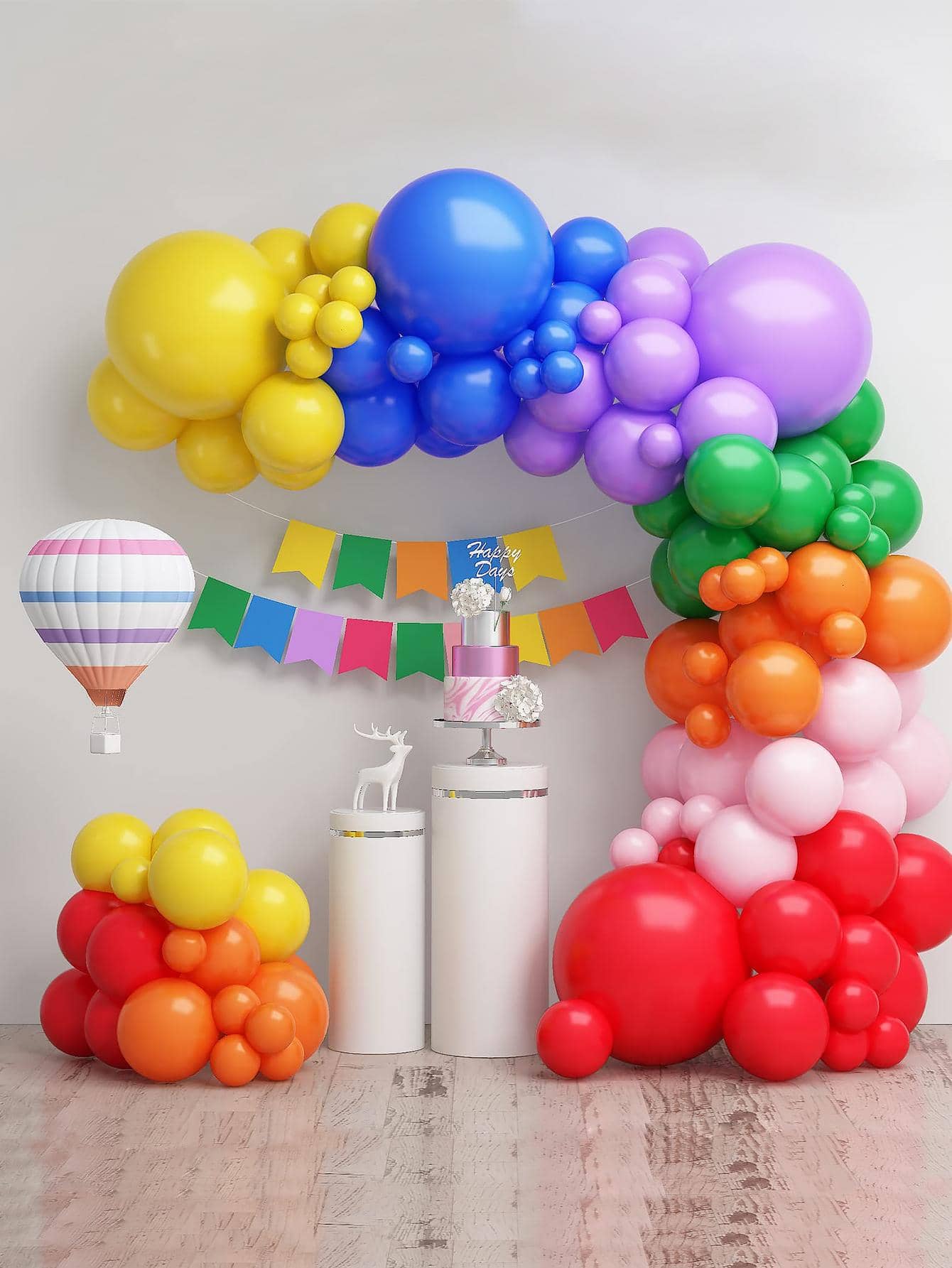 Colourful Balloon Garland Arch Kit Set, Rainbow Color Theme Balloons Birthday Decorations Wedding Party Baby Shower - Multicolor - View 1
