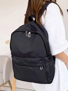 Ba lô chức năng có túi phía trước - màu đen - Xem 4