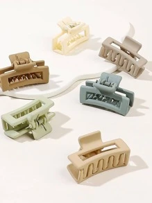 6pcs Rectangle Design Hair Claw - Multicolor - View 2