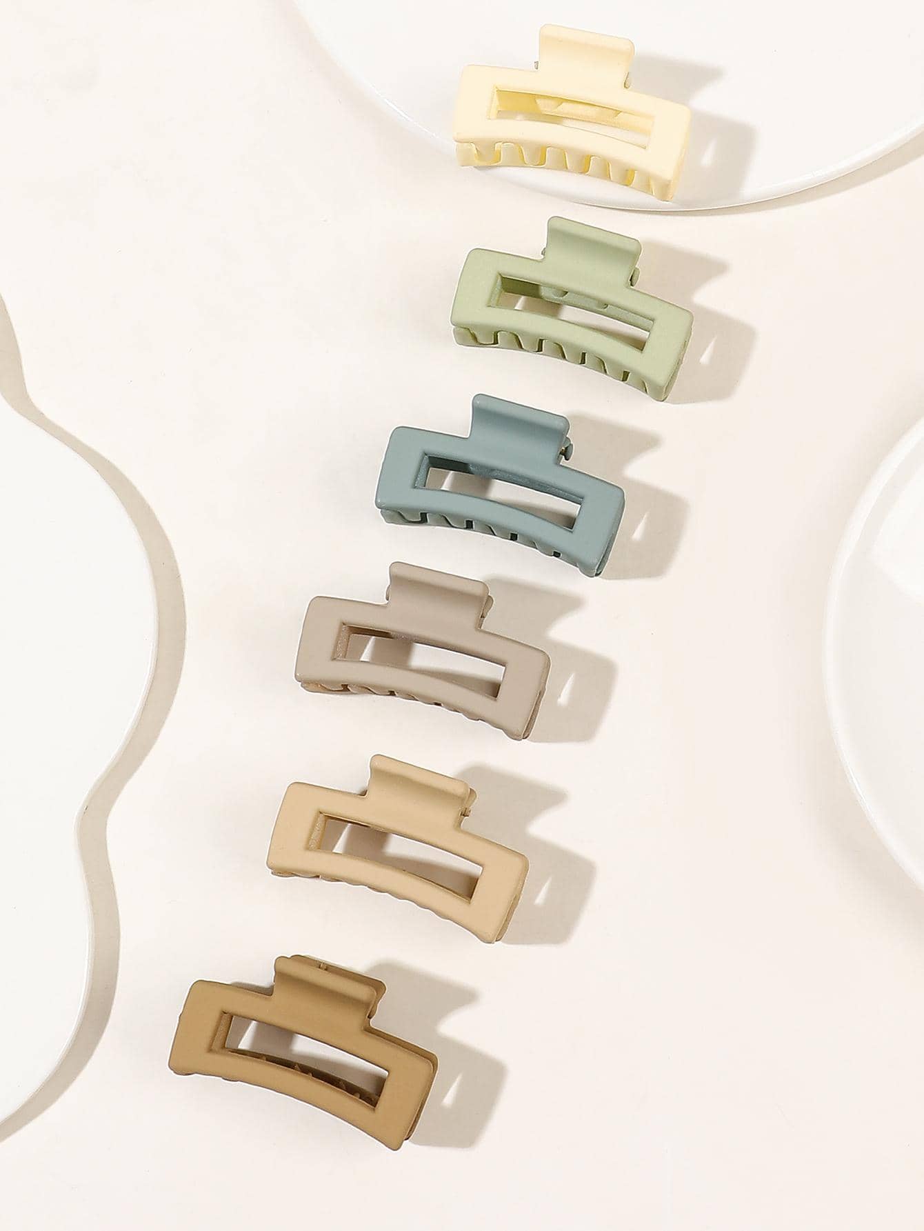 6pcs Rectangle Design Hair Claw - Multicolor - View 1