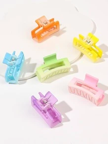 6入組矩形髮爪 - 彩色 - 查看 2