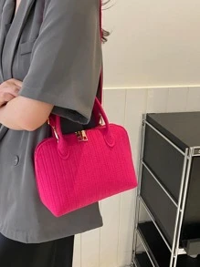 Nữ Xuân/Hè Mới Phong Cách Hàn Quốc Thời Trang Retro Túi Vỏ Cầm Tay, Túi Đeo Vai & Đeo Ngang Đơn Giản - Màu Hồng Tươi - Xem 7