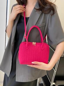Nữ Xuân/Hè Mới Phong Cách Hàn Quốc Thời Trang Retro Túi Vỏ Cầm Tay, Túi Đeo Vai & Đeo Ngang Đơn Giản - Màu Hồng Tươi - Xem 8