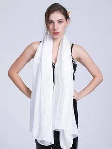 Striped Pattern Scarf - White - View 5