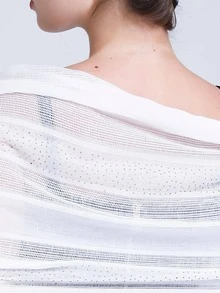 Striped Pattern Scarf - White - View 4