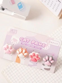 4pcs Cat Paw Decor Binder Clip, Cute Portable Multi-purpose Binder Clip For Student - Multicolor - View 1