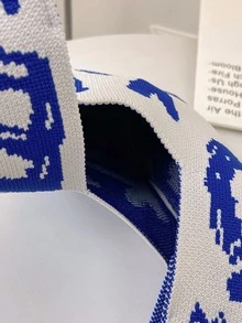 迷你字母圖案手提包雙把手時尚 - 藍白色 - 查看 4