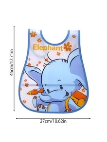1 pieza Babero con patrón de elefante de dibujos animados anti-suciedad dibujo dulce multipropósito dibujo para niños - Multicolor - Ver 2