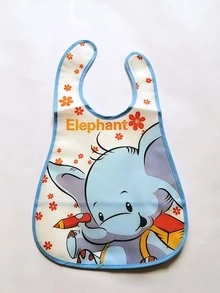 1 pieza Babero con patrón de elefante de dibujos animados anti-suciedad dibujo dulce multipropósito dibujo para niños - Multicolor - Ver 1