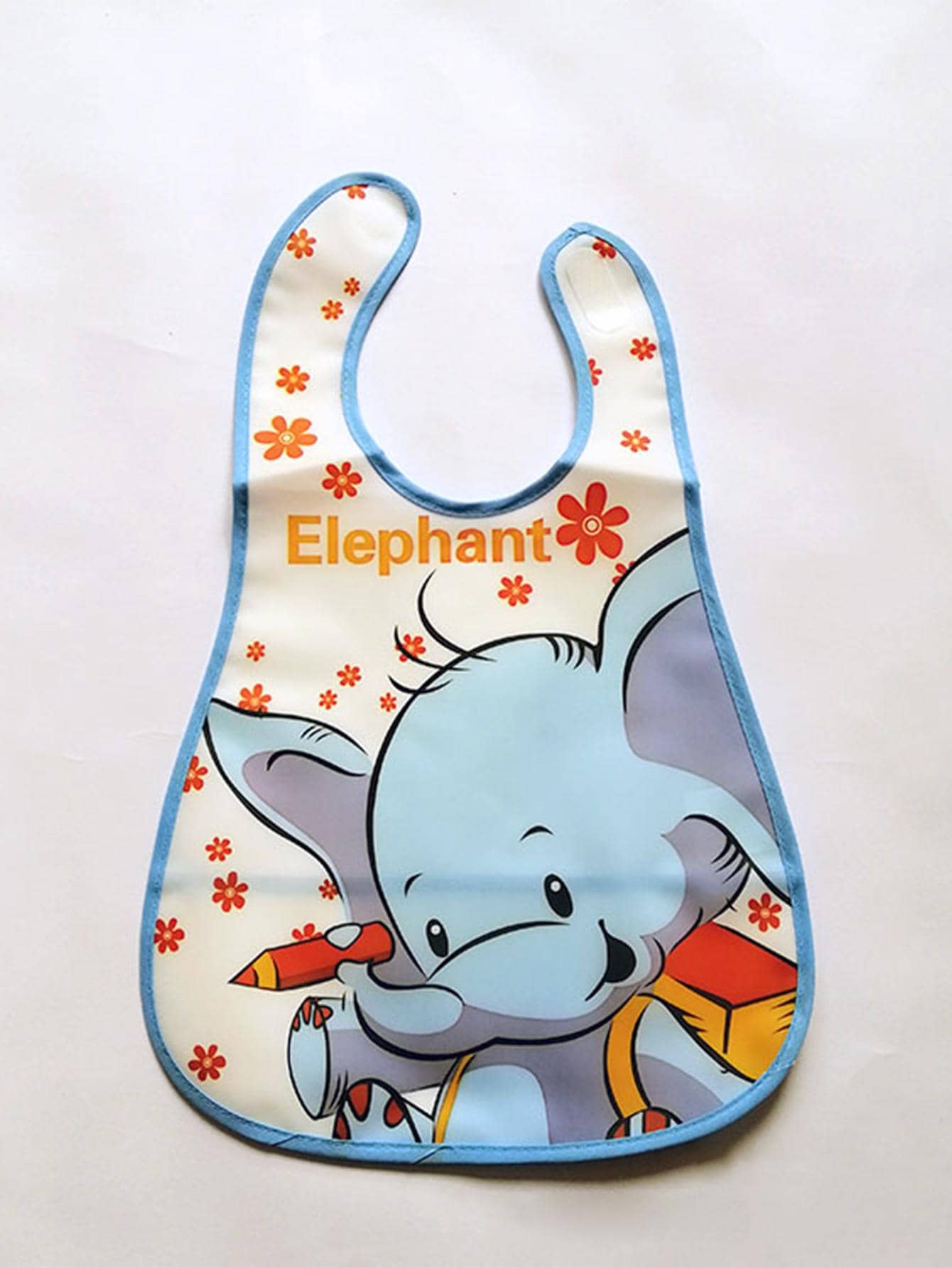 1 pieza Babero con patrón de elefante de dibujos animados anti-suciedad dibujo dulce multipropósito dibujo para niños - Multicolor - Ver 1