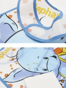 1 pieza Babero con patrón de elefante de dibujos animados anti-suciedad dibujo dulce multipropósito dibujo para niños - Multicolor - Ver 4