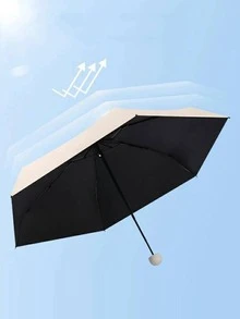 1pc White Umbrella, Simple Foldable Travel Umbrella For Outdoor - Beige - View 5