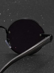 1 副男士金属圆形仿木纹镜腿时尚眼镜 - 綠色 - 查看 4