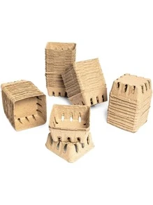 JUVALE Pulp Fiber Berry Basket for Fruit ( 4 x 4 x 1.81 Inches, 60 Pack) - Brown - View 7