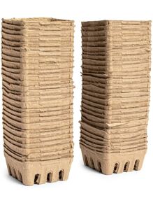 JUVALE Pulp Fiber Berry Basket for Fruit ( 4 x 4 x 1.81 Inches, 60 Pack) - Brown - View 8