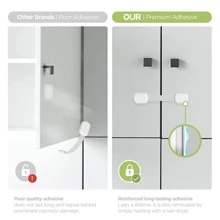 10 件儿童橱柜抽屉门锁，使用 3m 粘合剂轻松安装，无需螺丝或钻孔，多用途门锁，适用于家具、厨房、烤箱、卫生间 - 白色 - 查看 5