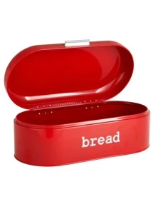 JUVALE Large Red Metal Bread Box for Kitchen Countertop Storage, Retro Bread Bin (17.3 x 8.3 x 6.5 In) - Red - View 6