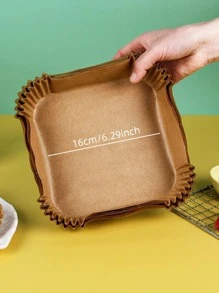 50入組/套紙質羊皮紙方形空氣炸鍋紙內膽用於廚房烘焙 - 棕色 - 查看 4