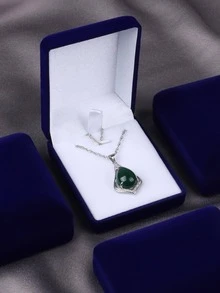 1pc Plain Jewelry Storage Box - Blue - View 3