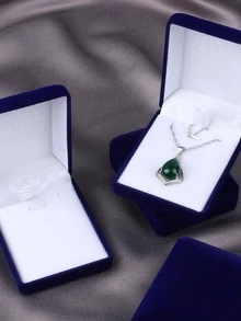 1pc Plain Jewelry Storage Box - Blue - View 4