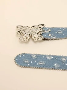 Party 1pc Women Butterfly Buckle Belt Halloween Summer, School Fall, Autumn, Halloween - Blue - View 5