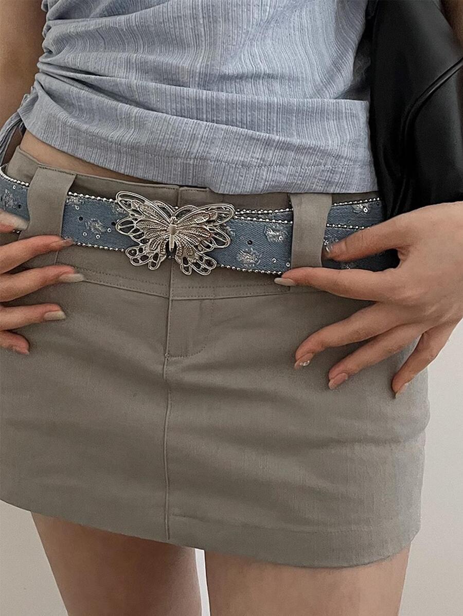 Party 1pc Women Butterfly Buckle Belt Halloween Summer, School Fall, Autumn, Halloween - Blue - View 1