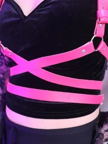 Ring Linked Harness Belt - Hot Pink - View 6